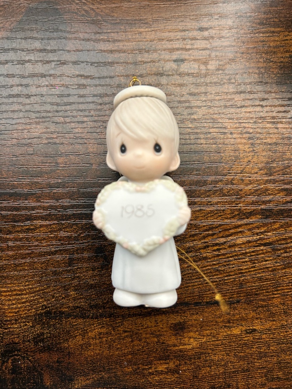 Precious Moments White and Cream 1985 Heart Angel Ornament